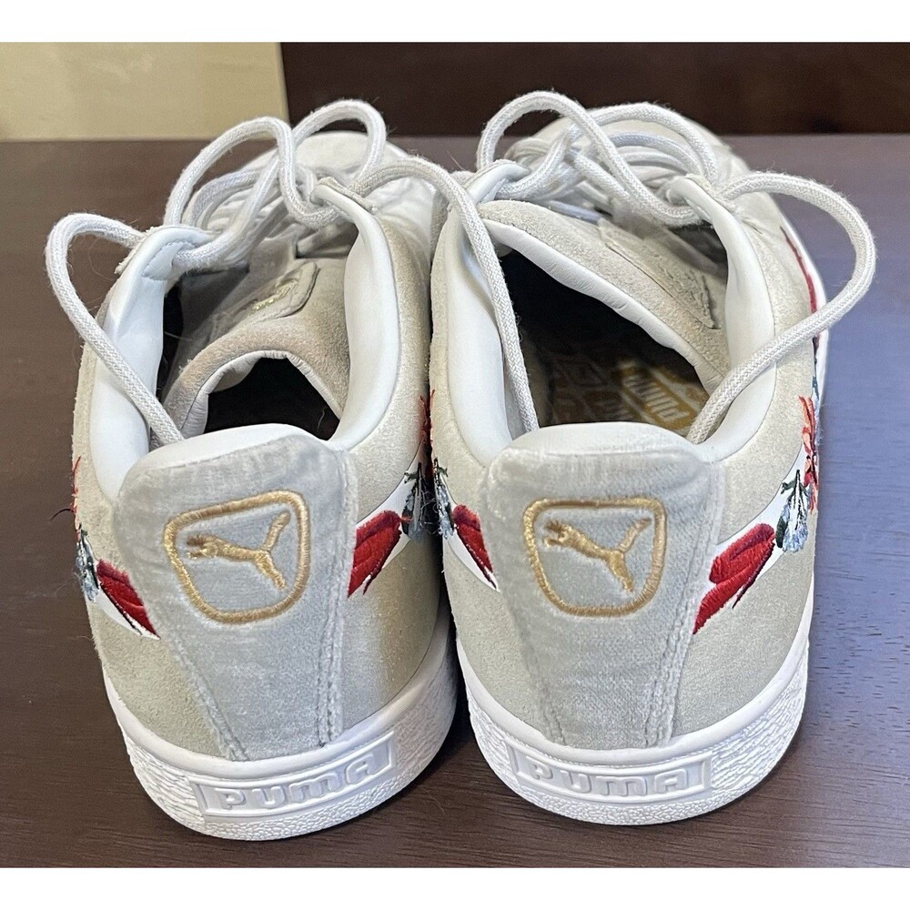 Size 8.5- PUMA Suede "Hyper Embellished" sneakers Grey Floral 50th Anniversary - Picture 4 of 7